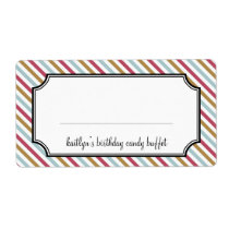 Sweet stripes candy buffet labels