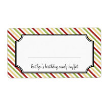 Sweet stripes candy buffet holiday labels