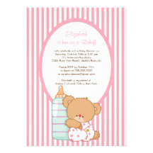 Sweet Teddy Bear Baby Shower Invitation Pink