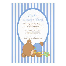 Sweet Teddy Bear Boy Baby Shower Invitation