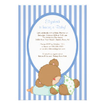 Sweet Teddy Bear Boy Baby Shower Invitation