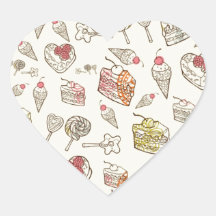 Sweet Tooth Quirky Treats pattern. Heart Stickers