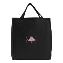 Sweet Treat Ice Cream Cone Embroidery Design Canvas Bag