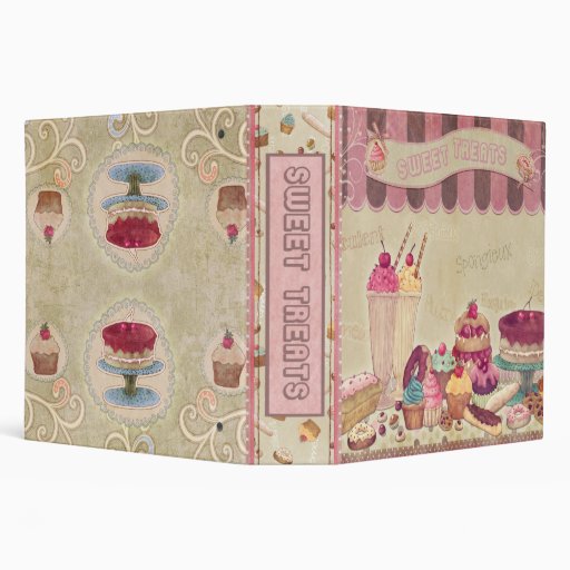 Sweet Treats Beige 3 Ring Binders