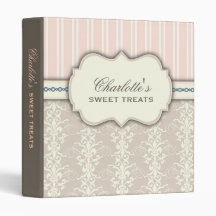 Sweet Treats Damask & Stripe Dessert Recipe Binder