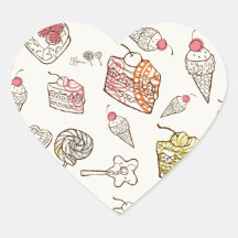 Sweet Treats Retro Pattern. Heart Sticker