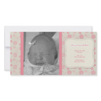 Sweet Vintage Floral Birth Announcement Custom Photo Card