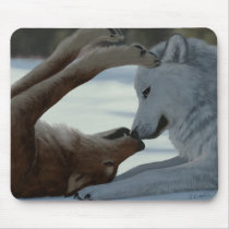 Sweet wolf couple mouse pads