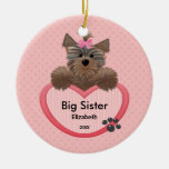 Sweet Yorkie Big Sister Christmas Ornament