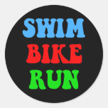 Swim Bike Run Round Stickers