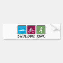 swim bike run (triathlon) bumper sticker