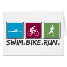 swim bike run (triathlon) greeting cards