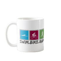 swim bike run (triathlon) coffee mug