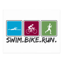 swim bike run (triathlon) post cards