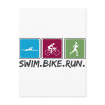 swim bike run (triathlon) post card