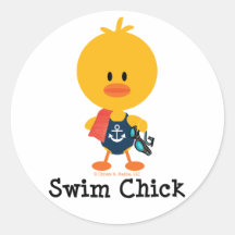 Swim Chick Round Sticker