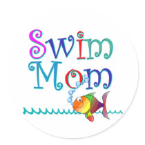 Swim Mom Round Sticker