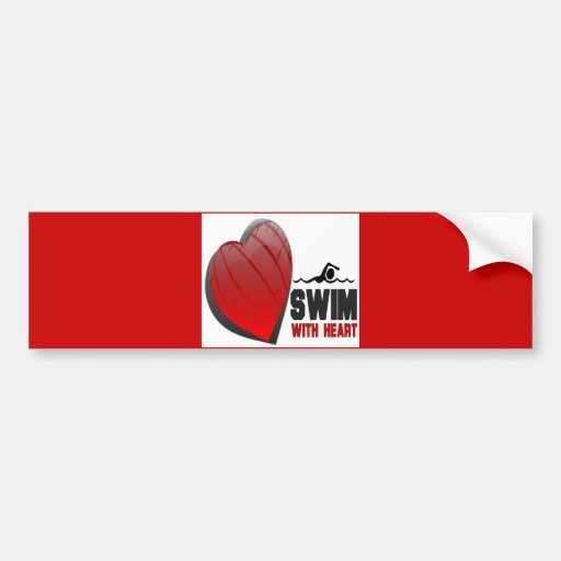 SWIM WITH HEART BUMPER STICKER