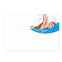 Swimmer Swimming Retro Business Card Template