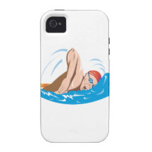 Swimmer Swimming Retro Case-Mate iPhone 4 Cases