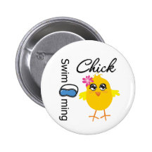 Swimming Chick Pinback Buttons