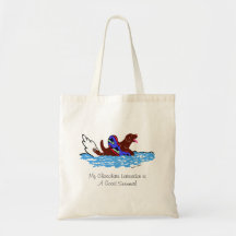 Swimming Chocolate Labrador Cartoon Tote Bag