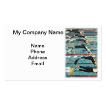 Swimming Competition at Indoor Pool Business Card Templates