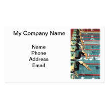 Swimming Competition at Indoor Pool Business Card Templates