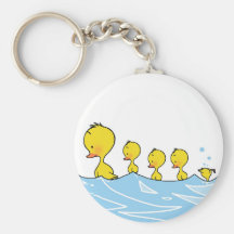 Swimming duck family key chain