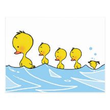 Swimming duck family postcard