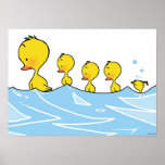 Swimming duck family poster