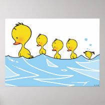 Swimming duck family print