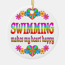 Swimming Heart Happy Christmas Ornament
