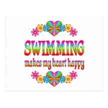 Swimming Heart Happy Post Card