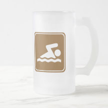 Swimming Highway Sign Coffee Mugs