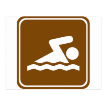 Swimming Highway Sign Postcards