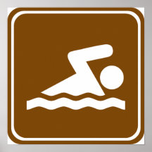 Swimming Highway Sign Poster
