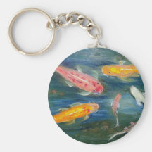 Swimming Koi Fish Art Key Chains