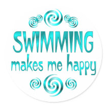 Swimming Makes Me Happy Round Sticker
