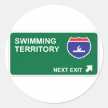 Swimming Next Exit Round Stickers