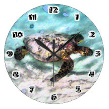Swimming Sea Turtle Round Wall Clock