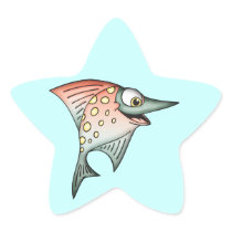 Swimming Upstream Fish Star Sticker