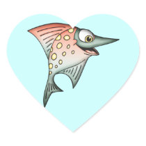 Swimming Upstream Fish Heart Stickers