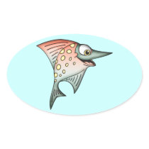 Swimming Upstream Fish Oval Sticker