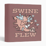 swine flew flying pig flu pun cartoon 3 ring binders