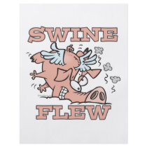 swine flew flying pig flu pun cartoon flyer