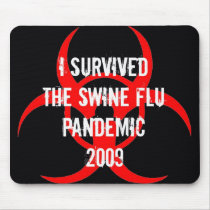 SWINE flu pandemic survivor - BLACK Mouse Mats