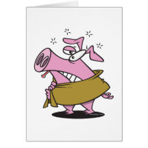 swine flu sick pig cartoon card