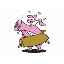 swine flu sick pig cartoon postcards
