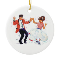 swing dancer poodle skirt & saddle shoes christmas tree ornaments